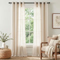 jinchan Linen Curtains 96 Inch Light Filtering Grommet 2 Panels Beige