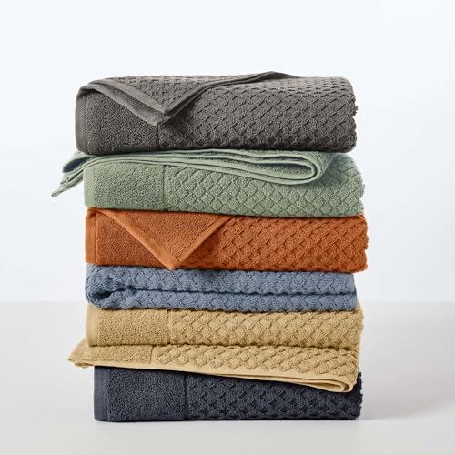 Great Bay Home Hand Towels - 100% Cotton 6 Pack 26x16 Hand Towel Set