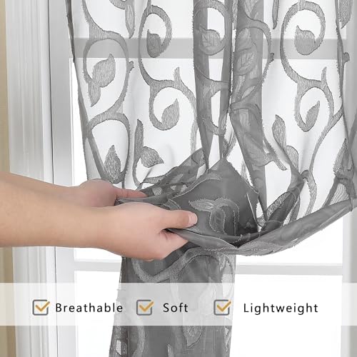 OWENIE Furman Sheer Curtains 63 inch Length for Bedroom Living Room 2