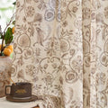 jinchan Linen Floral Curtains for Living Room with Printed Flower