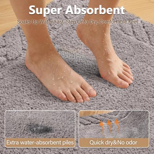 60x24 Long Bathroom Rugs Bath Mat, Non Slip Washable Absorbent Rug