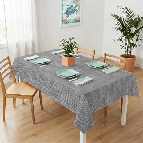 Gray Solid Color Table Cloth, Minimalist Vintage Linen Texture Modern