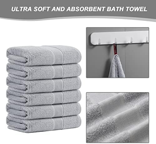 Aibaser Viscose from Bamboo and Cotton Bath Towels Set of 6-27x54 Inch
