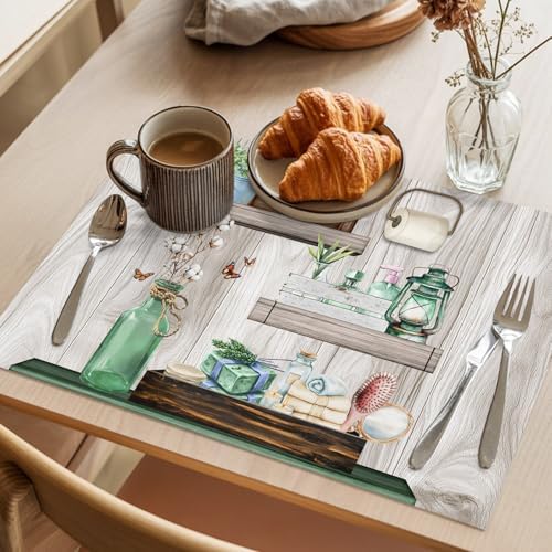 Cotton Linen Placemats for Dining Table Set of 8 Farmhouse Decorative