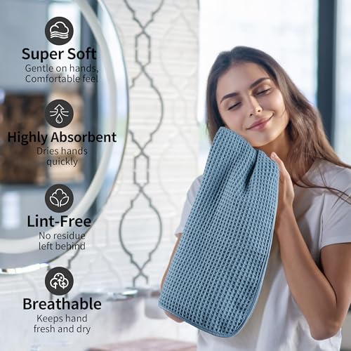 Microfiber Waffle Hand Towels, 2 Pieces, Soft, Absorbent, Fast Drying