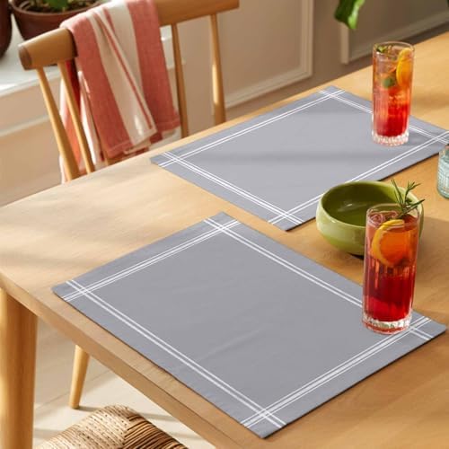 Cotton Linen Placemats for Dining Table Set of 8 Solid Color