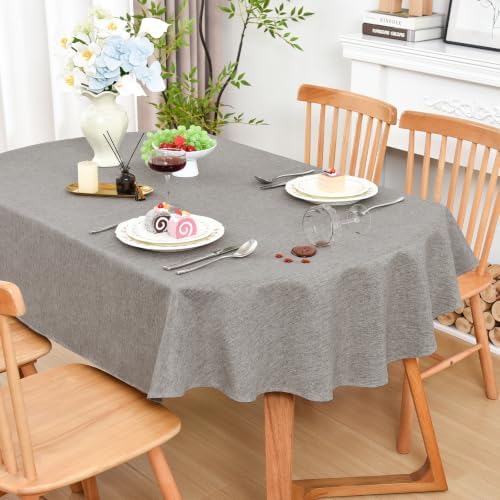 Wolkemer Oval Tablecloth 60 x 120 Inches Faux Linen Water Resistant