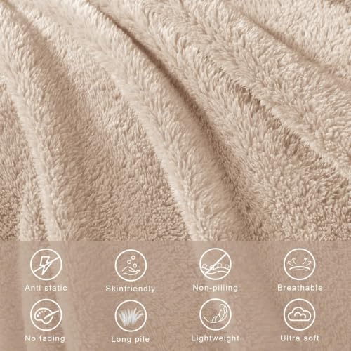 Exclusivo Mezcla Soft Plush Fleece King Size Bed Blanket, Camel