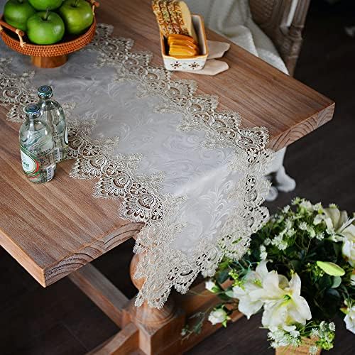 ARTABLE Stone Grey Lace Table Runner Macrame Dresser Scarf