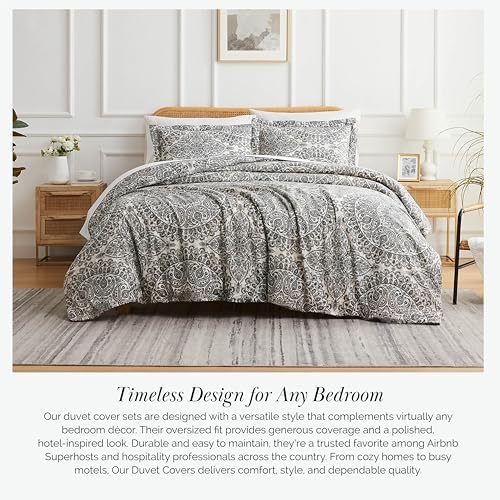 3PC Queen/Full Paisley Duvet Cover Set Reversible 98x98 Zipper Ashanti