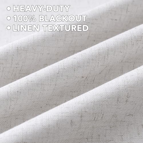 H.VERSAILTEX 100% Blackout Linen Curtains 96" L 2 Panels Heathered