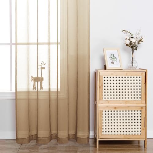 DWCN Taupe Ombre Sheer Curtains 84 Inches Long for Living Room 2