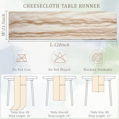 Beige Cheesecloth Table Runner 12 Pack 120 Inch Cheese Cloth Table