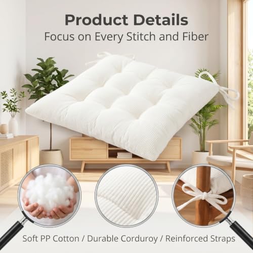 HLOVME Corduroy Chair Cushion with Ties Ultra Soft Warm Floor Cushion