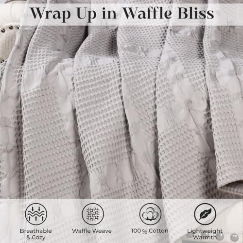 SUPERIOR Waffle Weave Cotton Blanket, Comfy Blanket for Bedroom Decor