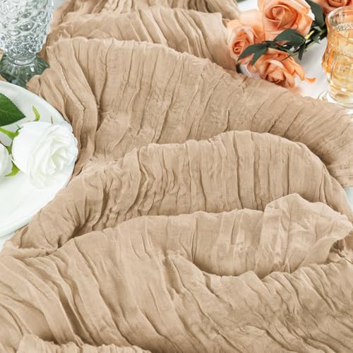 12 Pack Beige Cheesecloth Table Runner 17x108 Inch Boho Gauze Cheese