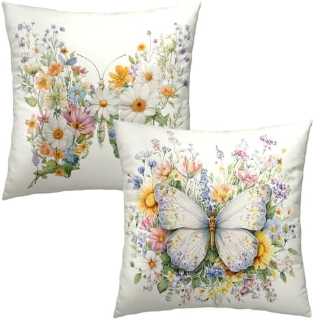 Spring Summer Pillow Cases Butterfly with Daisy Sunflower Pillow