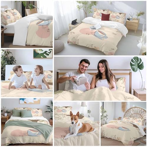 LooPoP Duvet Cover Set Queen SizeBoho Coffee Comforter Sets 3 Pieces
