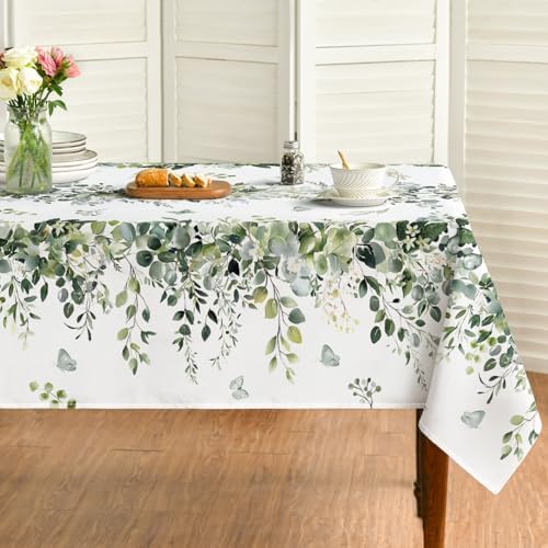 Horaldaily Spring Tablecloth 60 x 60 Inch Square Green Eucalyptus