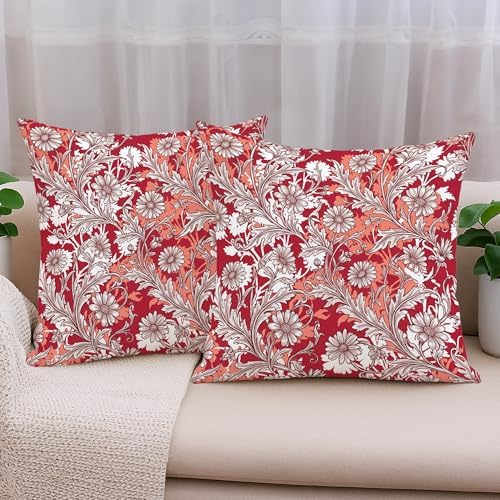 Flower Throw Pillow Covers Set of 2, Vintage Elegant Leaf Floral Fall