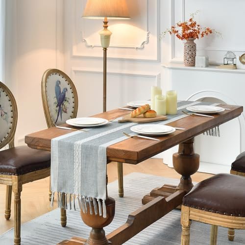 Wracra Embroidered Table Runner Linen Table Runners 36 inches with
