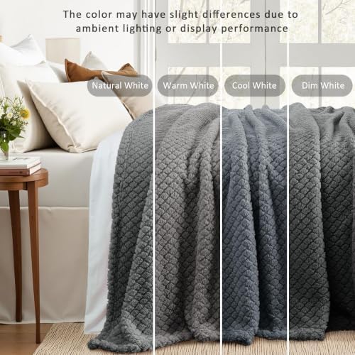 Exclusivo Mezcla Soft Fleece Queen Size Blanket for Bed, Dark Grey