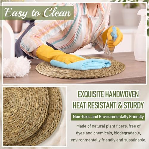 Colingmill 60 Sets 12 Inch Round Woven Placemats Bulk Farmhouse Boho
