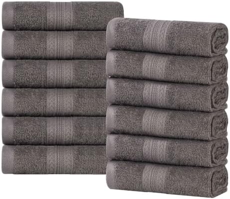 SUPERIOR Eco-Friendly Cotton 12-Piece Face Towel/Washcloth Set, Small