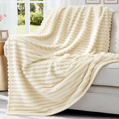 decorUhome Beige Fleece King Blanket 108x90 Inches