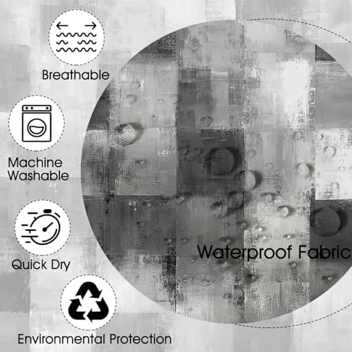 Mocsicka Grey Patchwork Shower Curtain, Black and White Modern