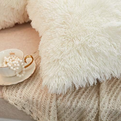 JAUXIO Long Faux Fur Soft Soild Decorative Pillowcase Oblong Fluffy