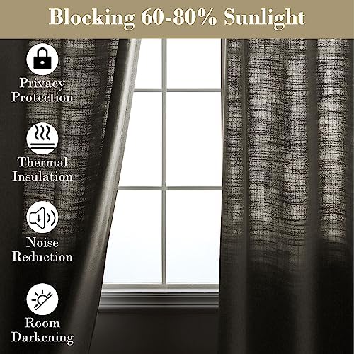 cololeaf Linen Curtains Natural 63 inches Long Neutral Drapes Rod