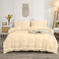 Luxurious 3 Piece Double Ruffle Duvet Cover with Zipper Closure, 100%