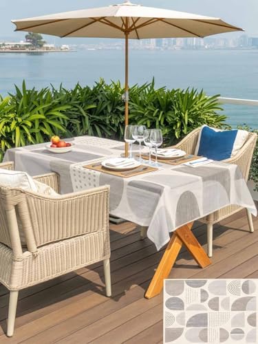 Outdoor Tablecloth with Umbrella Hole for Patio/Picnic/Party/Camping
