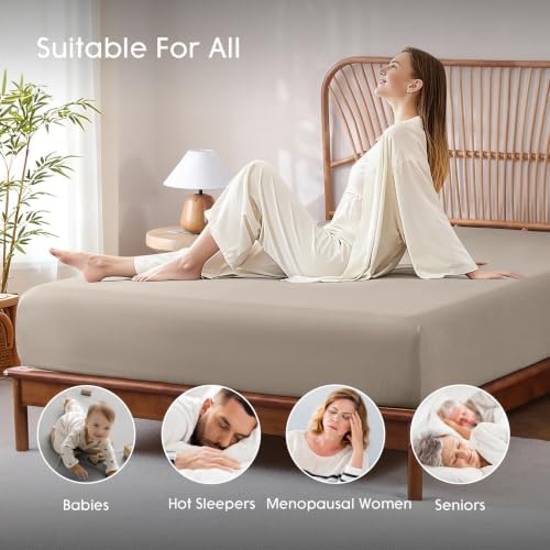 FreshCulture Bamboo Fitted Sheet Queen Size, Viscose Derived from