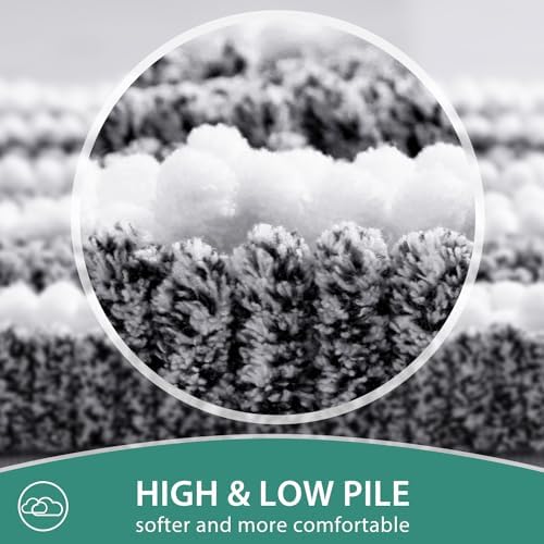 HOMEIDEAS Chenille Bathroom Rugs Sets 2 Piece, Cationic Dyed, Extra