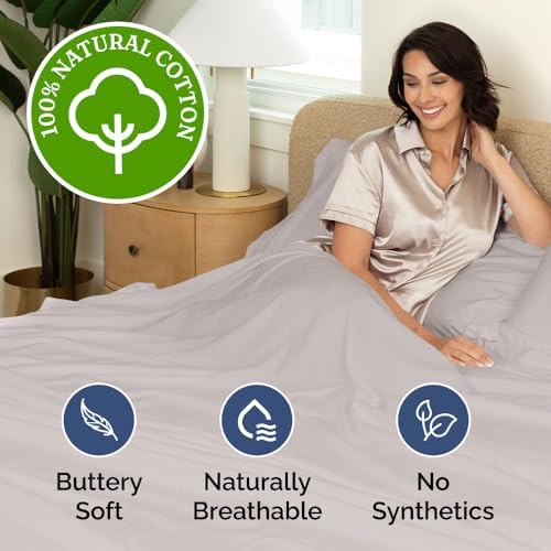 Split King 5 Piece 100% Cotton Sheet Set - 400 Thread Count - Light