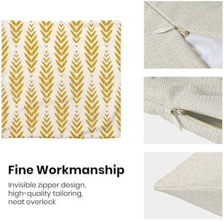 Mustard Yellow Boho Pillow Covers 20 x 20 Inch Set of 2 Herringbone