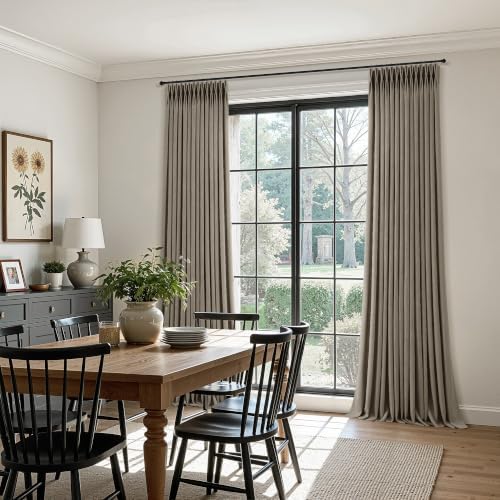Chocolate Brown Linen Pinch Pleated Curtains 96 Inch Length 2 Panels