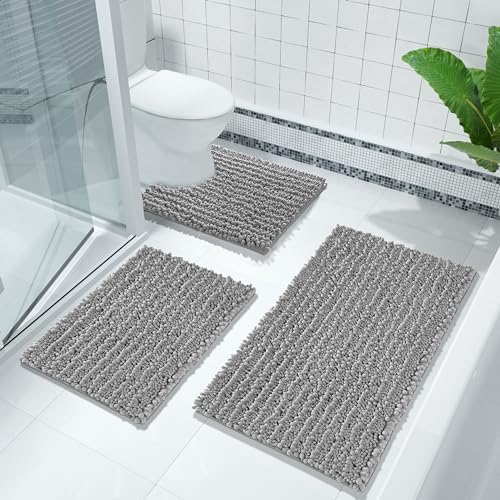 Yimobra Bathroom Rugs Sets 2 Piece, Luxury Chenille Shaggy Bath