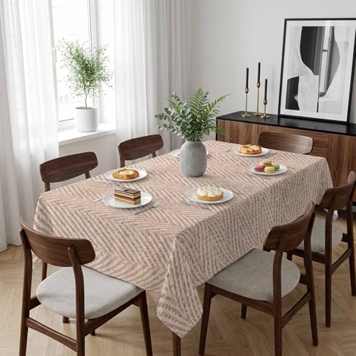 Beige Burlap Texture Table Cloth Waterproof Tablecloths, Farmhouse
