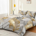 Duvet Cover Set Simple Plant Based Banana Leaf - Grey Soft Microfiber