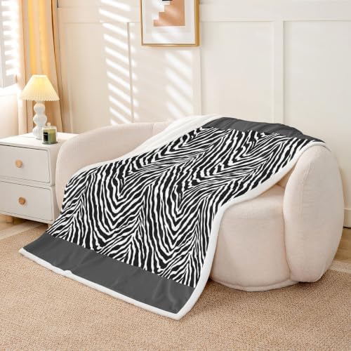 Erosebridal Zebra Print Fleece Blanket Twin 60x80 Inch