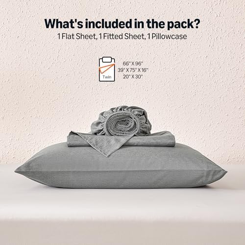 Amazon Basics Sheet Set Cationic 3-Piece Bedding Set, Wrinkle Free and