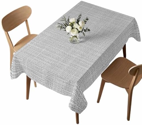 Modern Gray Linen Texture Waterproof Tablecloth for Rectangle