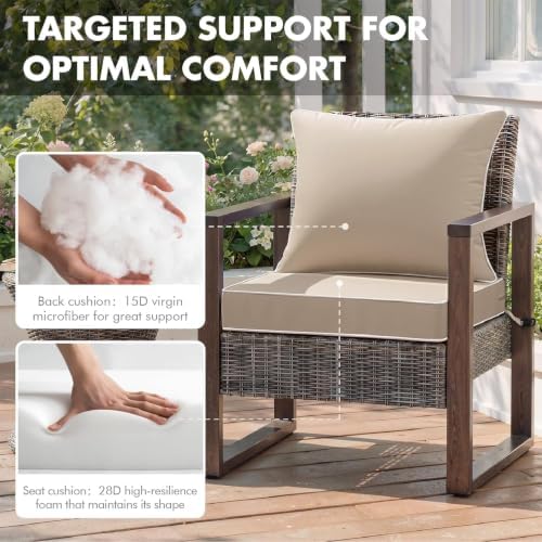 MIULEE Beige Outdoor Seat Cushion 24x24 Inch Set of 4 Waterproof