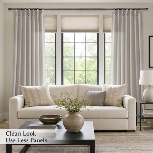 Semi Sheer Pinch Pleated Linen Curtains for Living Room 108 Inches