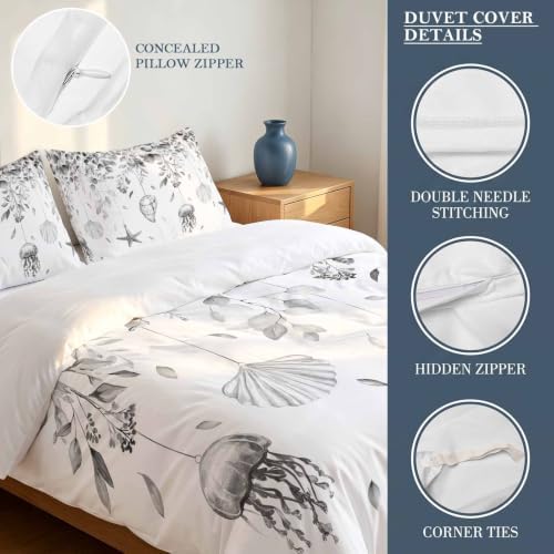 3 Pieces Duvet Cover Starfish Shell Leaves Luxury Soft Comforter Cover