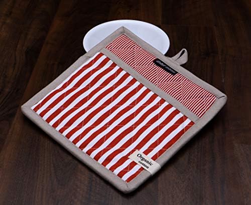 AMOUR INFINI Striped Pot Holders and Oven Mitts Heat Resistant Non