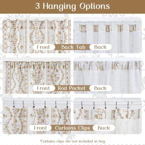 Yinhua Boho Curtains for Living Room 63 Inch Length Vintage Linen
